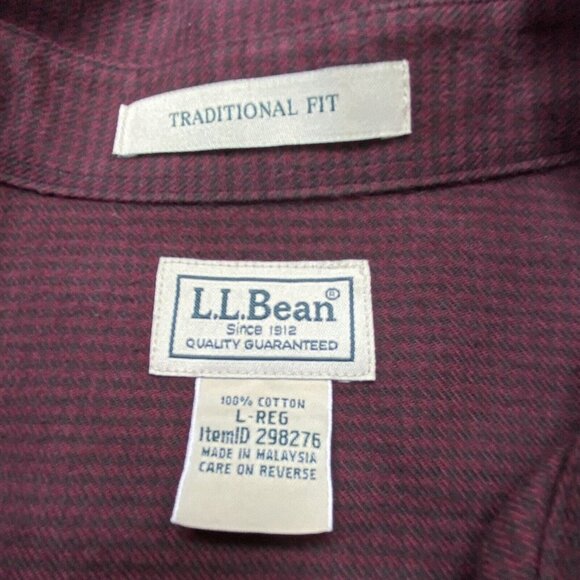 LL Bean Shirt Mens L Reg Red Plaid Wicked Good Flannel Traditional Fit Workwear - Picture 4 of 9